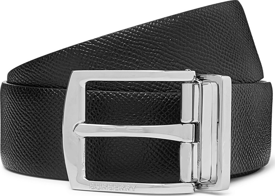 Burberry London England 3.5cm Black Textured-Leather Belt