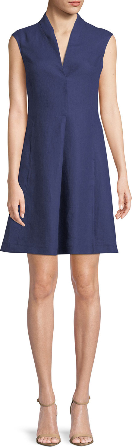 Loro Piana Hollie Cap-Sleeve Linen Dress
