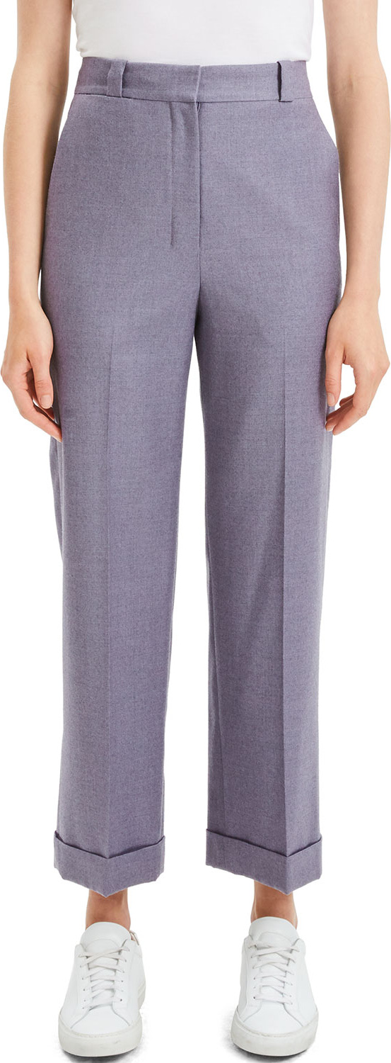 Theory Cuffed Straight-Leg Flannel Cropped Pants