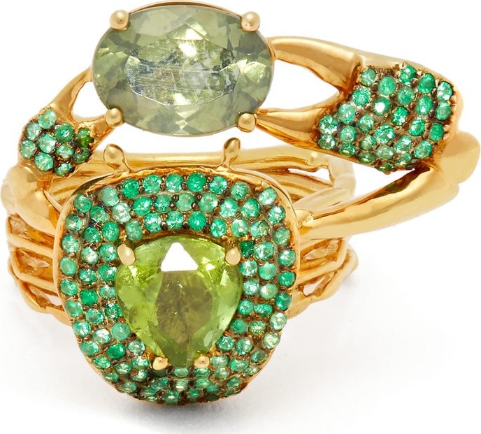 Daniela Villegas Thaumas 18kt gold, emerald & tourmaline ring