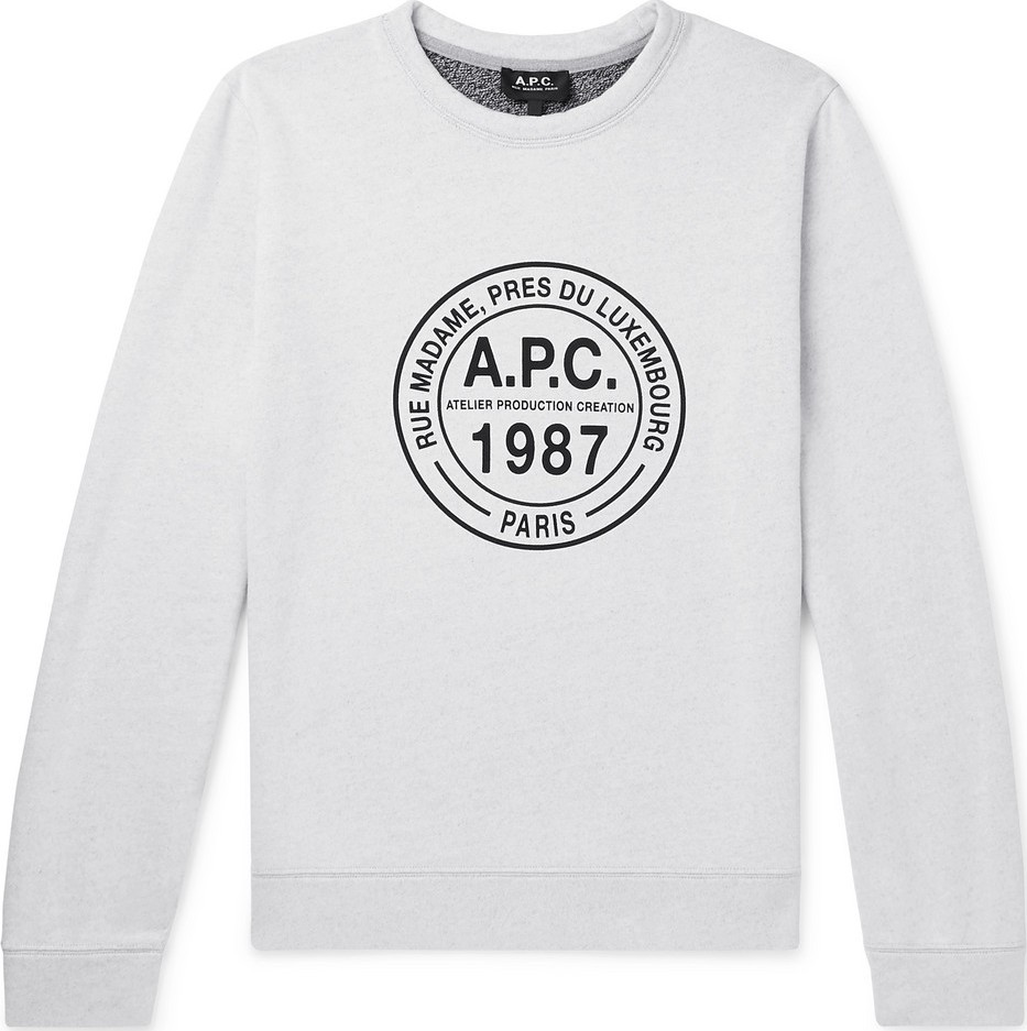 A.P.C. Logo-Print Mélange Loopback Cotton-Jersey Sweatshirt