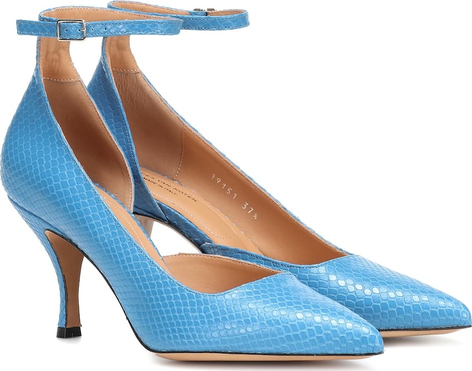 Dries Van Noten Embossed leather d'Orsay pumps