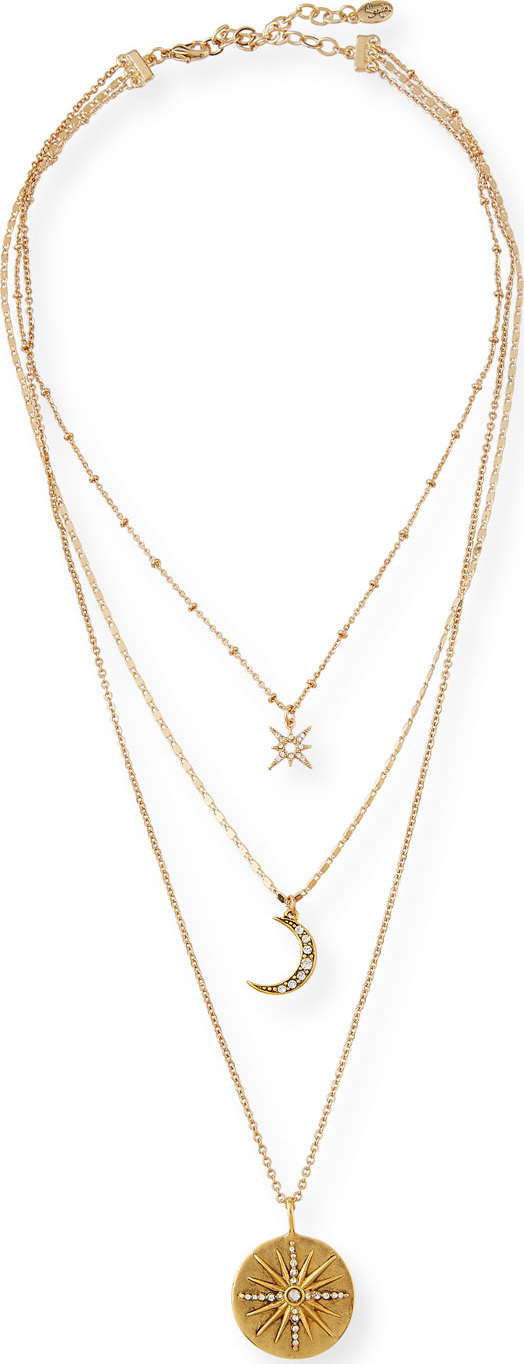 Sequin Triple-Layer Sun & Moon Necklace