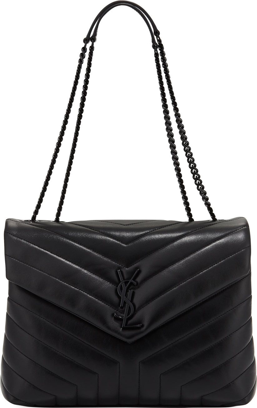 Saint Laurent Loulou Monogram YSL Medium Chain Bag with Black Hardware
