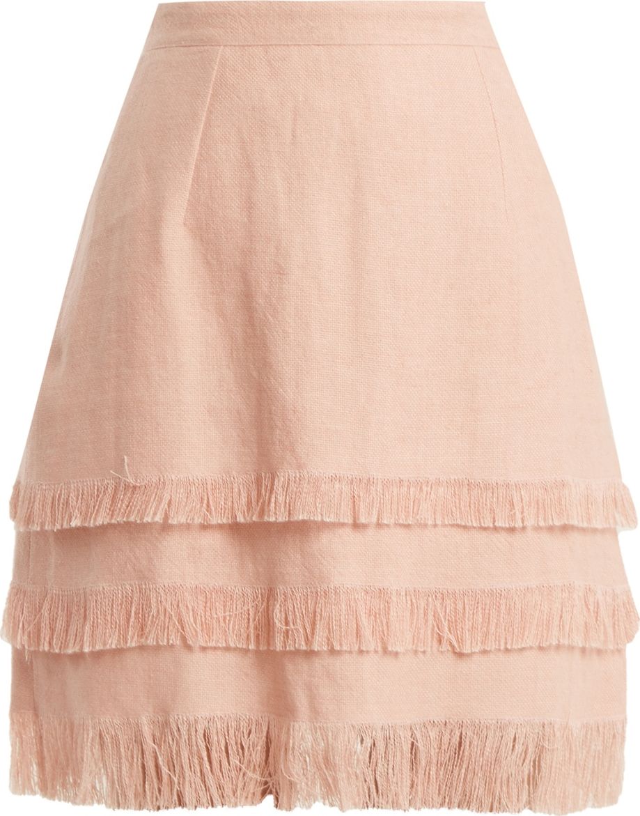 Andrew Gn Tiered linen mini skirt