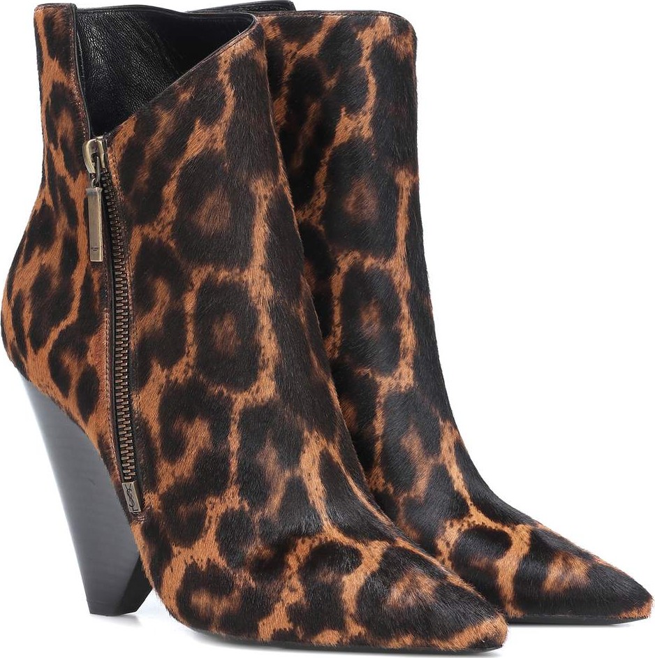 Saint Laurent Niki Wedge calf hair ankle boots