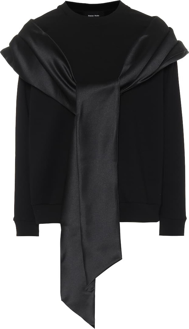 Simone Rocha Satin-bow jersey sweatshirt