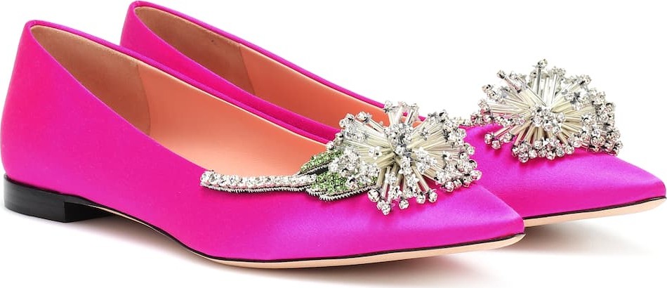 ROCHAS Embellished satin ballet flats