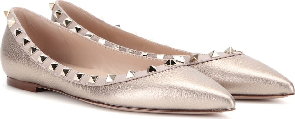 Valentino Valentino Garavani Rockstud metallic leather ballerinas