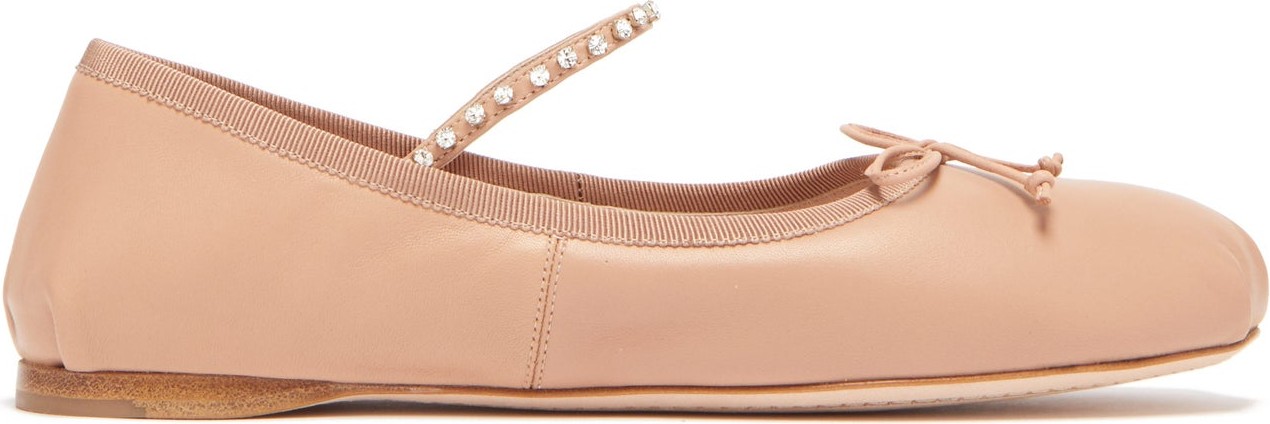 Miu Miu Crystal-strap leather ballet pumps