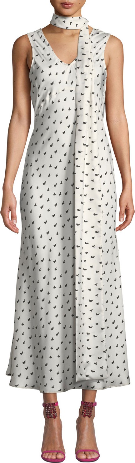 Maggie Marilyn Strength In Vulnerability Printed Tie-Neck Long Dress