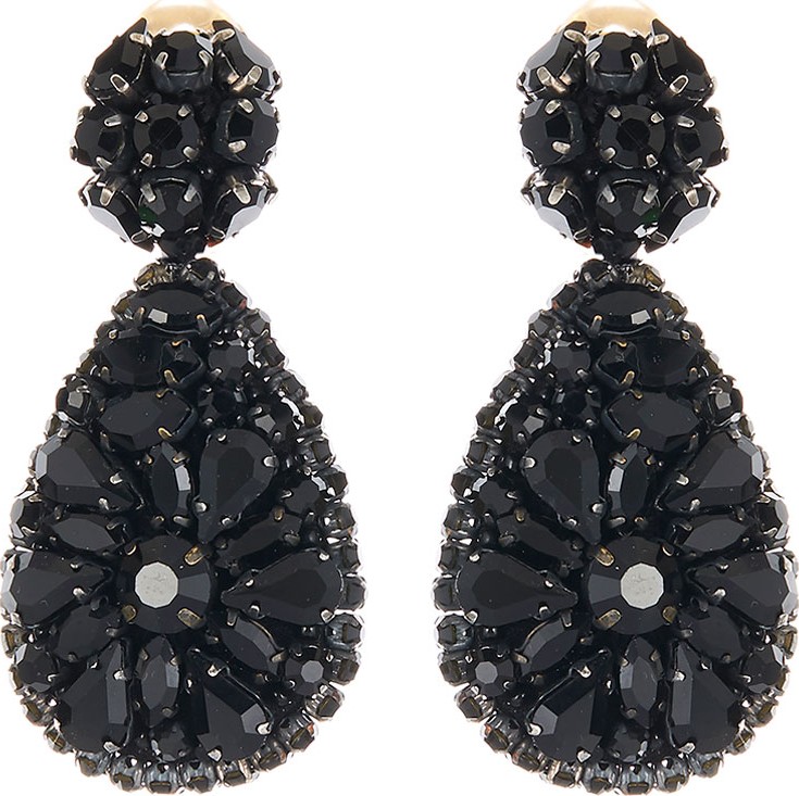 Oscar De La Renta Jeweled Teardrop Clip-On Earrings