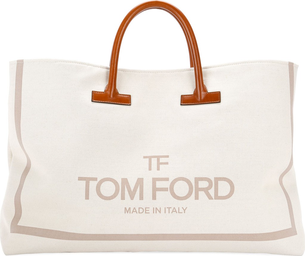 TOM FORD Large Printed Canvas and Leather Top-Handle Tote Bag