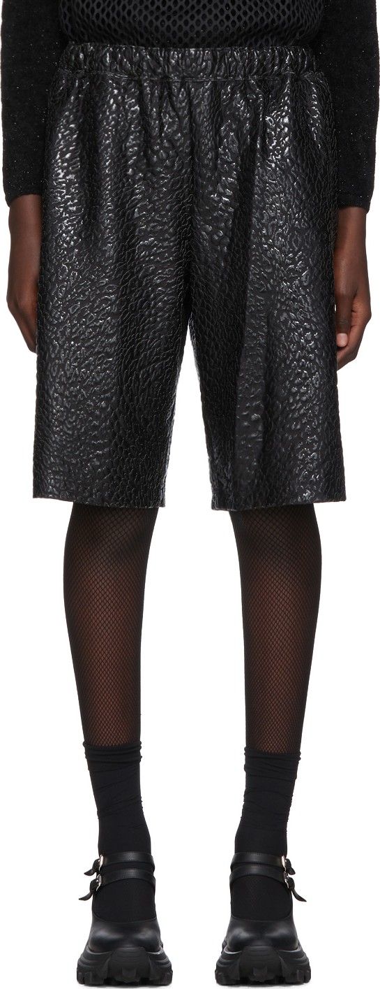Comme Des Garçons Homme Plus Black Foil Print Shorts