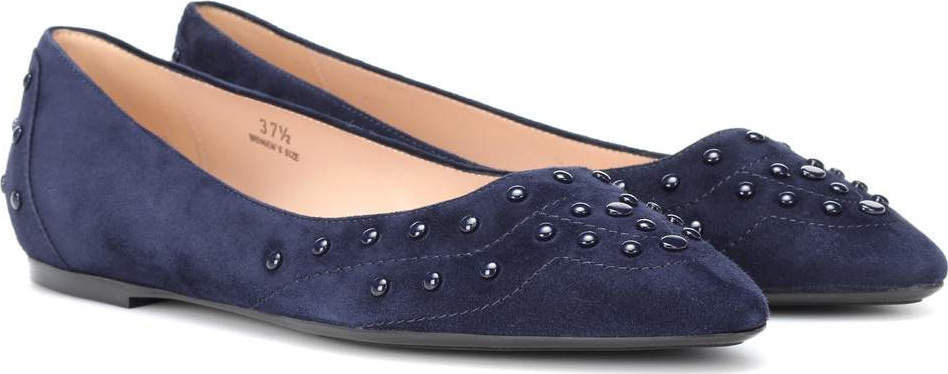 Tod's Embellished suede ballet flats