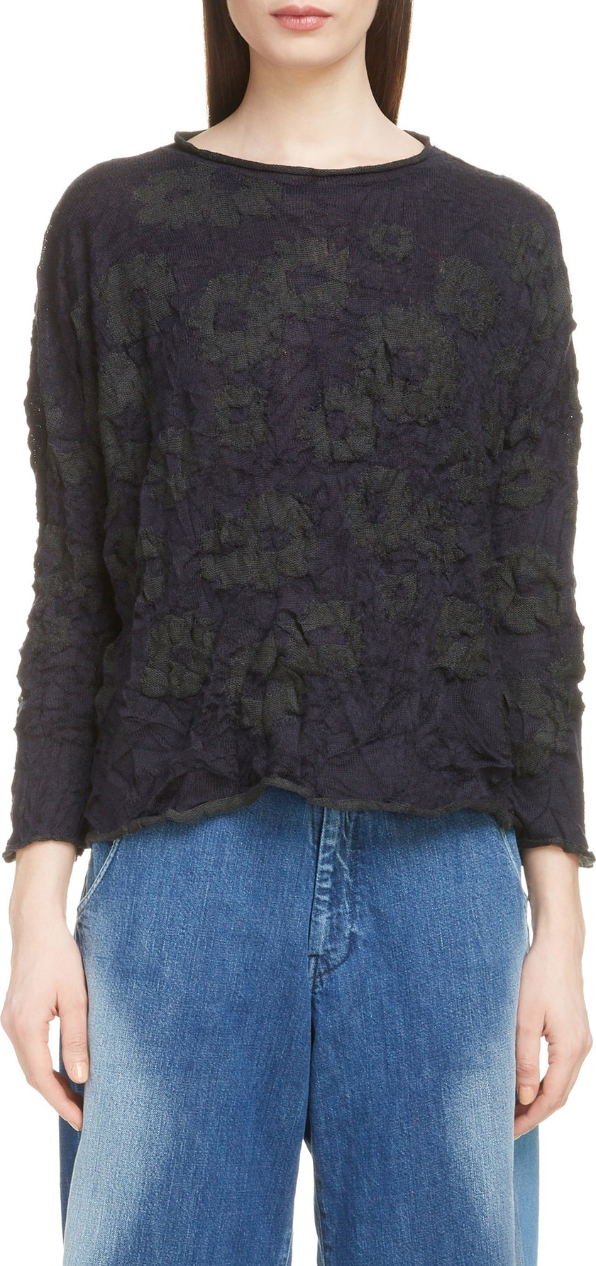 Y's By Yohji Yamamoto Wrinkle Flower Sweater