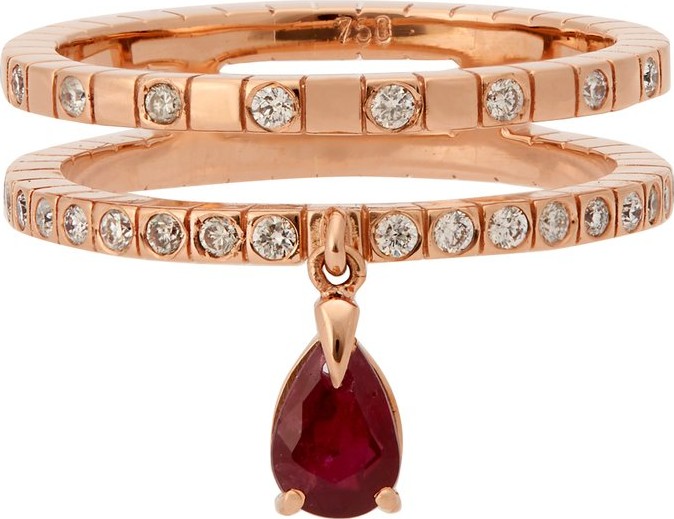 Diane Kordas Spectrum 18kt rose-gold, diamond & ruby ring