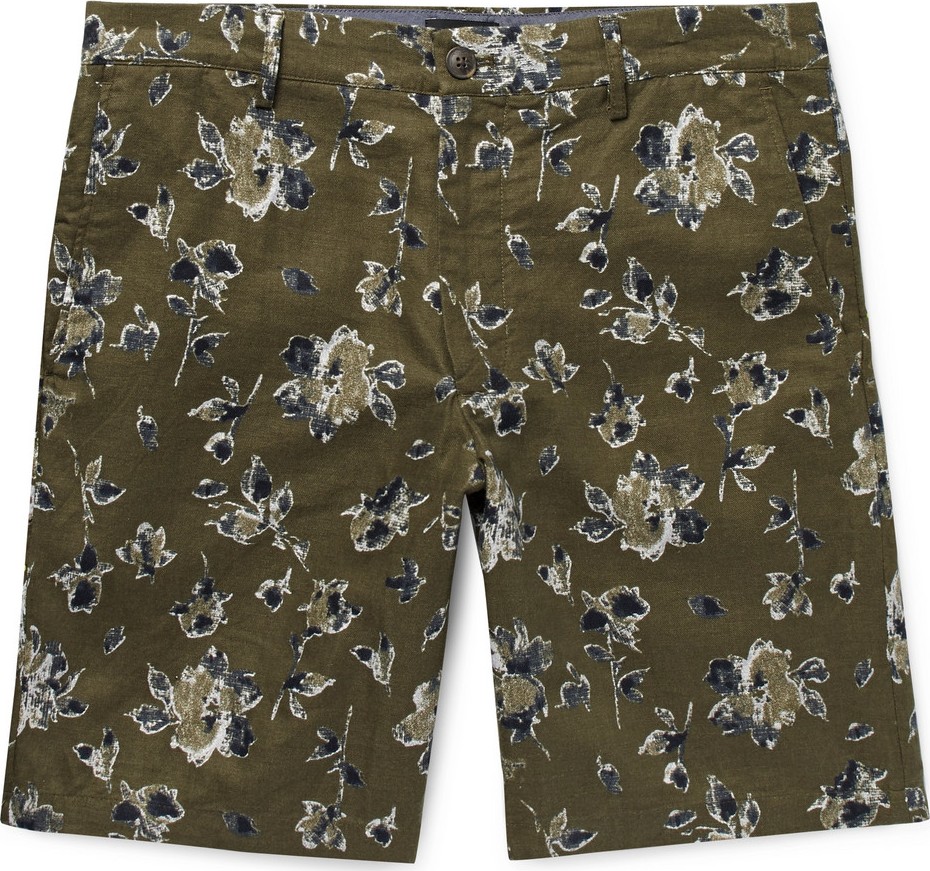 Club Monaco Maddox Floral-Print Linen and Cotton-Blend Shorts
