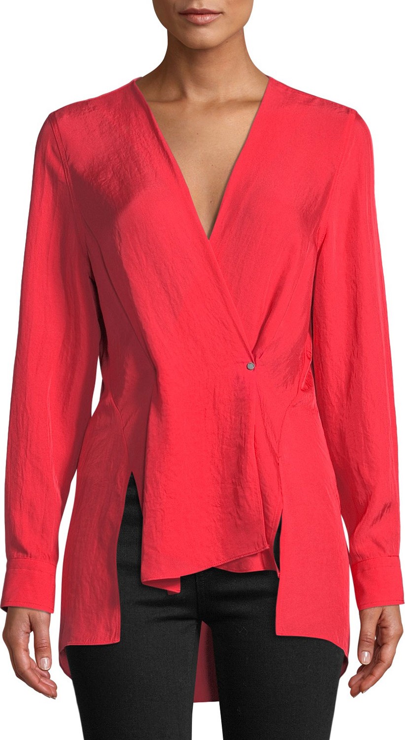 Rag & Bone Debbie Draped V-Neck High-Low Top