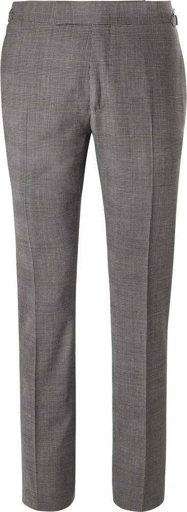 TOM FORD Grey Slim-Fit Prince of Wales Checked Stretch-Wool Suit Trousers
