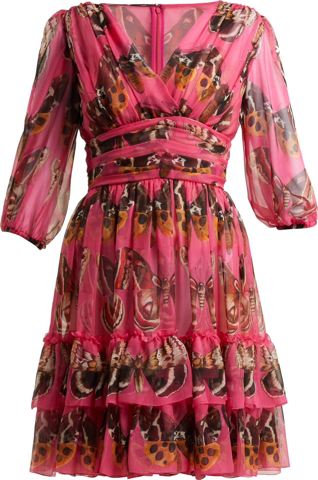 Dolce & Gabbana Butterfly-print silk-chiffon mini dress