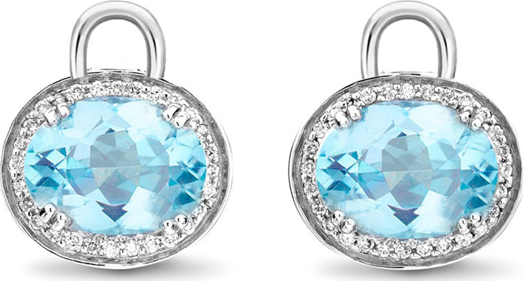 Kiki McDonough Oval Blue Topaz & Diamond Earring Drops, 18k White Gold