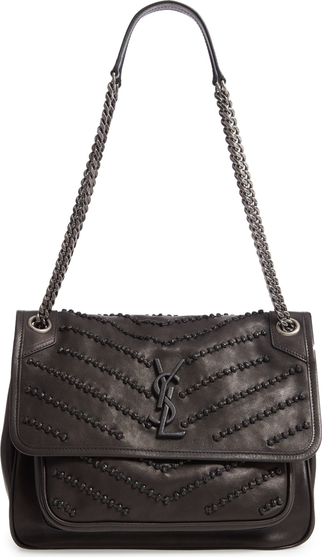 Saint Laurent Mediuim Niki Knot Detail Lambskin Leather Shoulder Bag