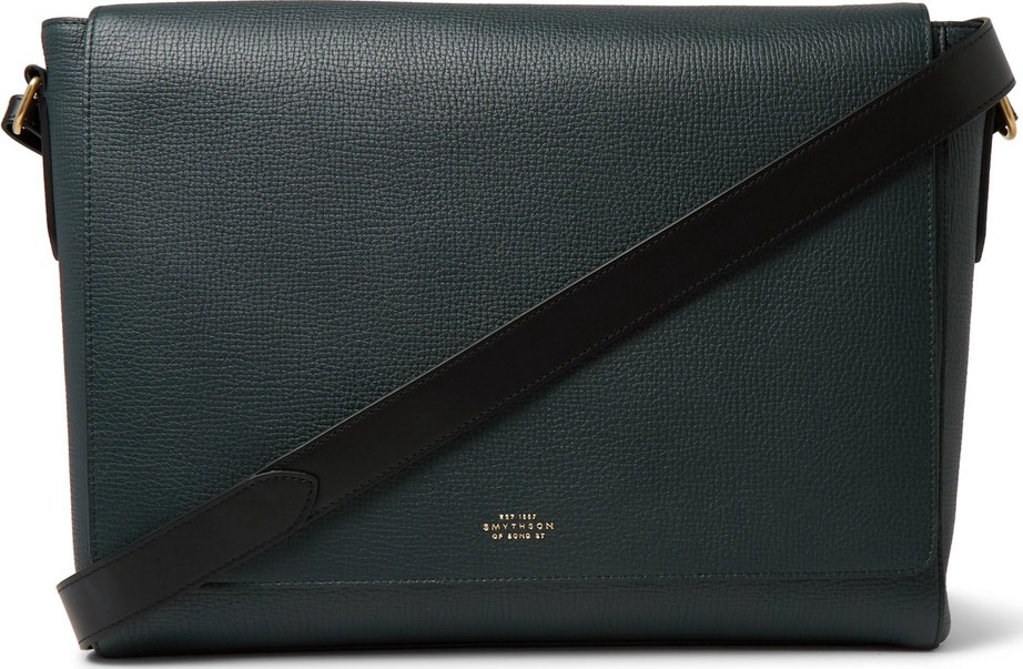 Smythson Full-Grain Leather Messenger Bag