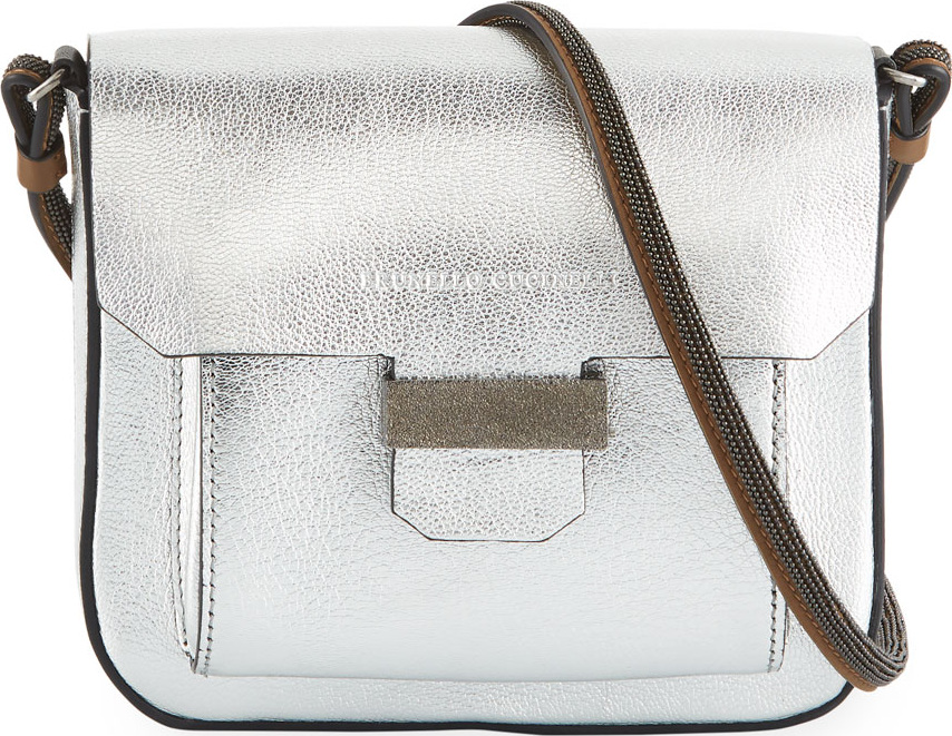 Brunello Cucinelli Metallic Leather Mini Crossbody Bag