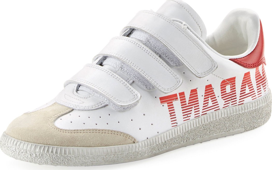 Isabel Marant Beth Logo Leather Grip-Strap Sneakers