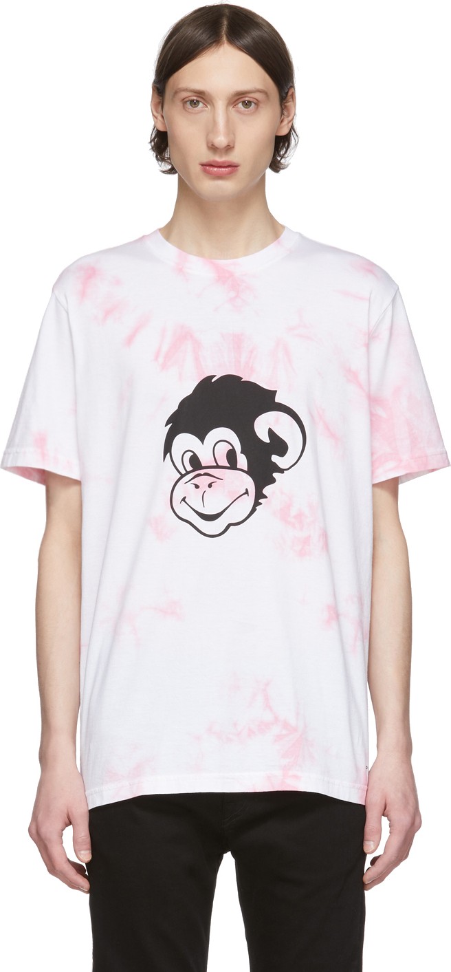 Ps By Paul Smith White Tie-Dye Graffiti Monkey T-Shirt