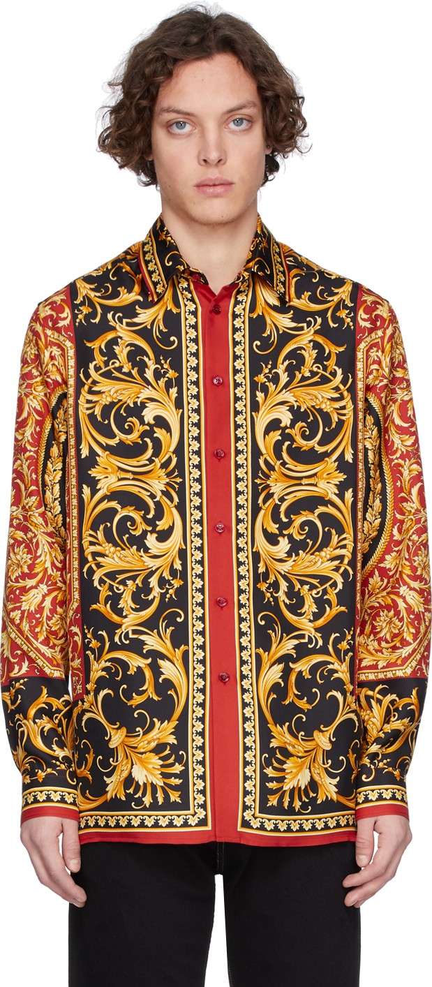 Versace Multicolor Silk Barocco Shirt