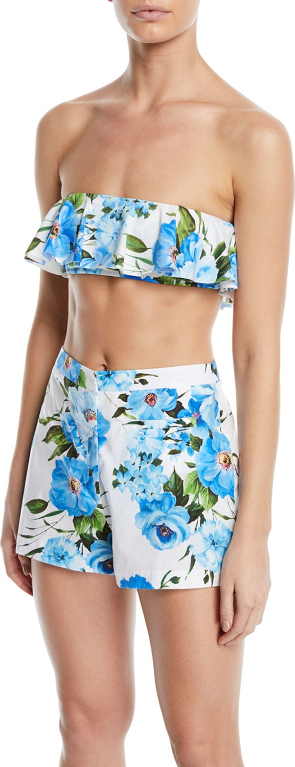 MILLY Trudee Floral-Print High-Waist Shorts