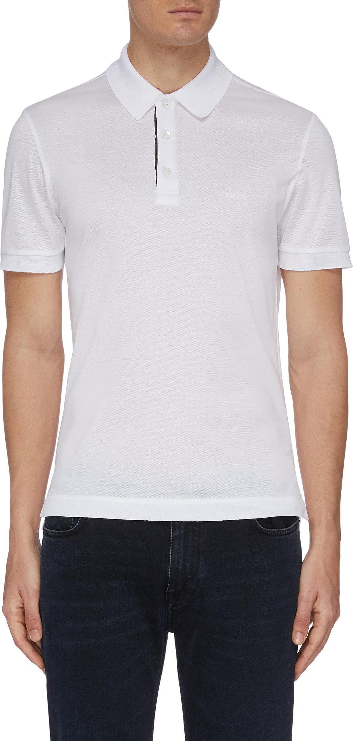 Brioni Logo embroidered cotton polo