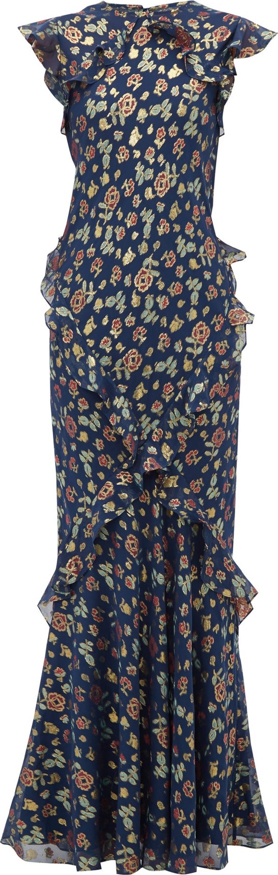 Saloni Tamara floral-jacquard silk-blend maxi dress
