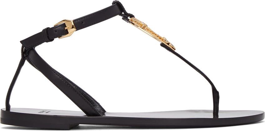 Versace Black Virtus Flat Sandals