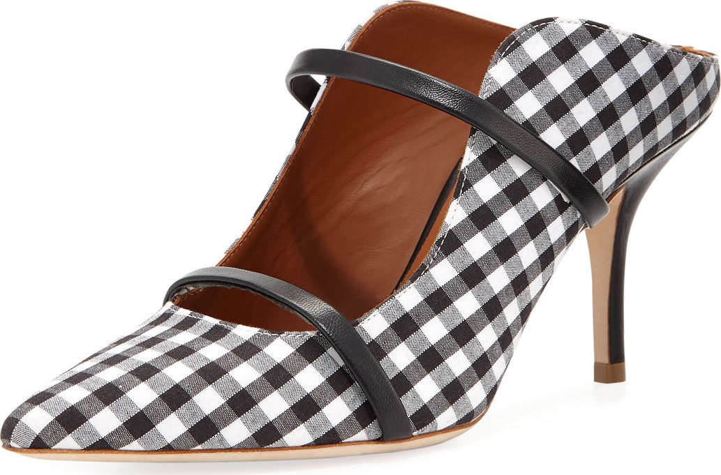 Malone Souliers Maureen Luwolt Mid-Heel Gingham Mules