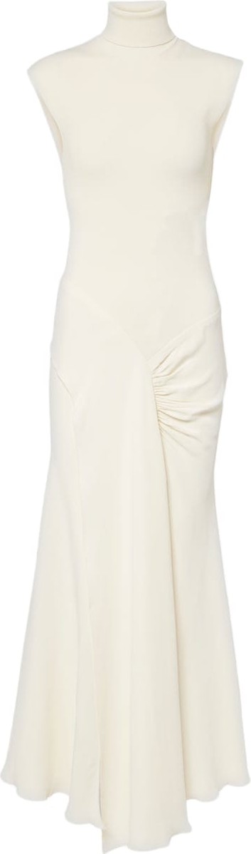 Victoria Beckham - Draped turtleneck jersey maxi dress