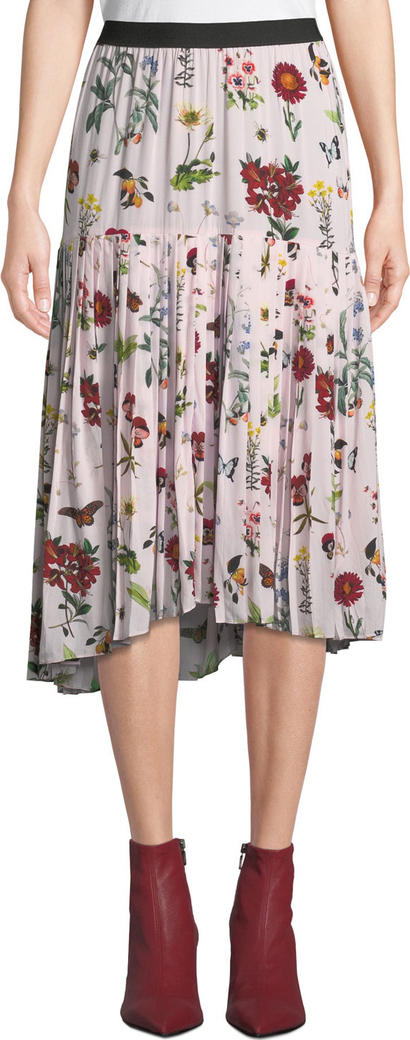 Joie Talise Floral-Print Flounce Midi Skirt