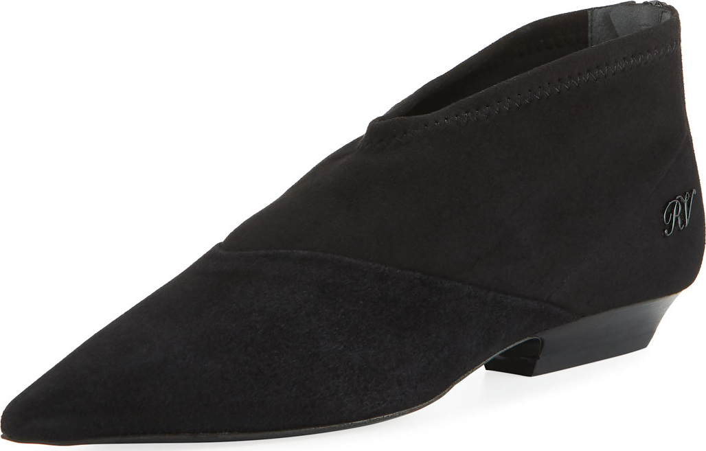 Roger Vivier V Suede Stretch Booties