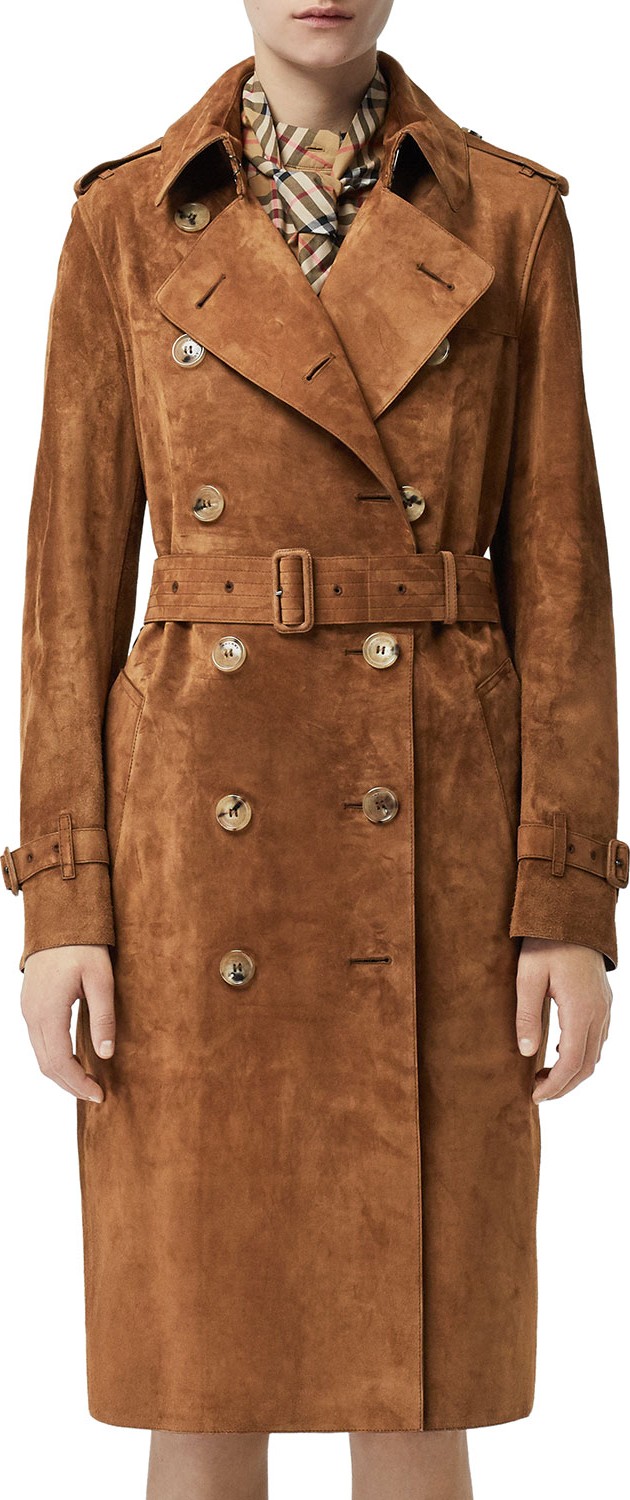 Burberry London England Haddington Suede Trench Coat