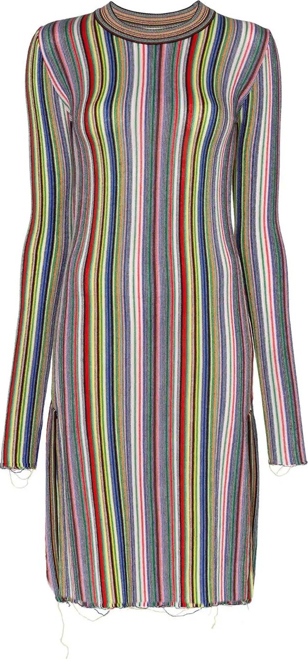 Marques'Almeida long sleeve striped wool dress