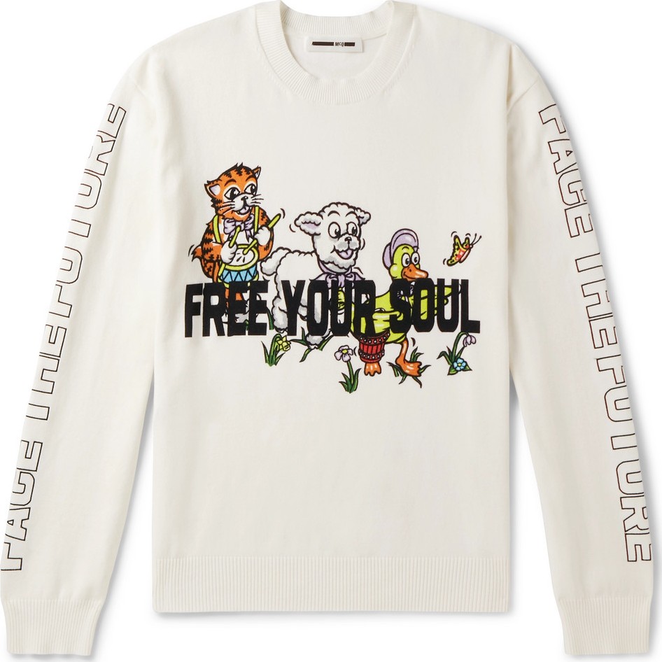 McQ - Alexander McQueen Printed Stretch-Cotton Blend Sweater