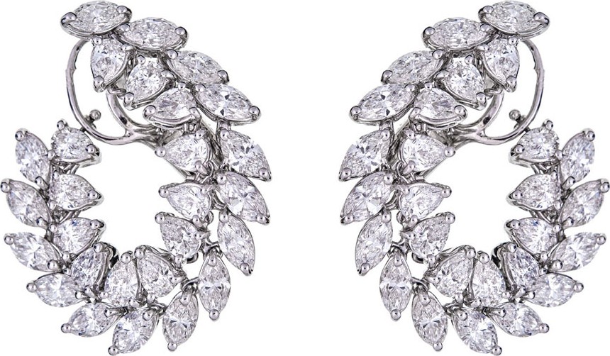 ZYDO Unique 18k White Gold Diamond Spiral Earrings