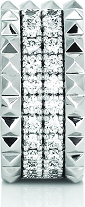 Roberto Coin 18k White Gold, Diamond & Stud Ring, Size 6.5