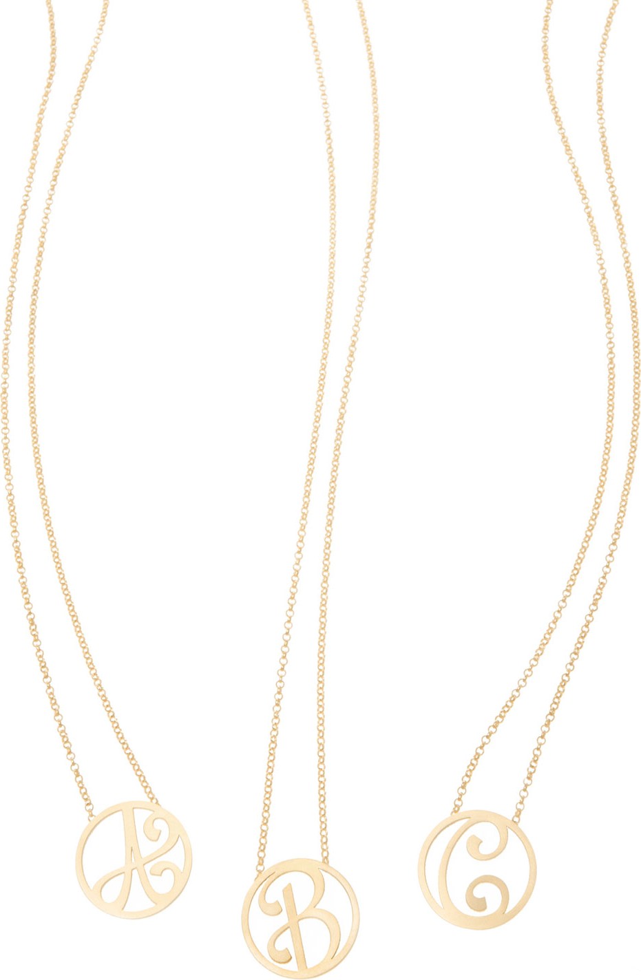 K Kane Mini Single Initial Necklace, Yellow Gold, 18"