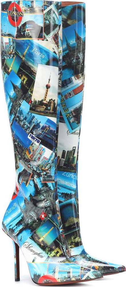 Vetements Printed leather knee-high boots