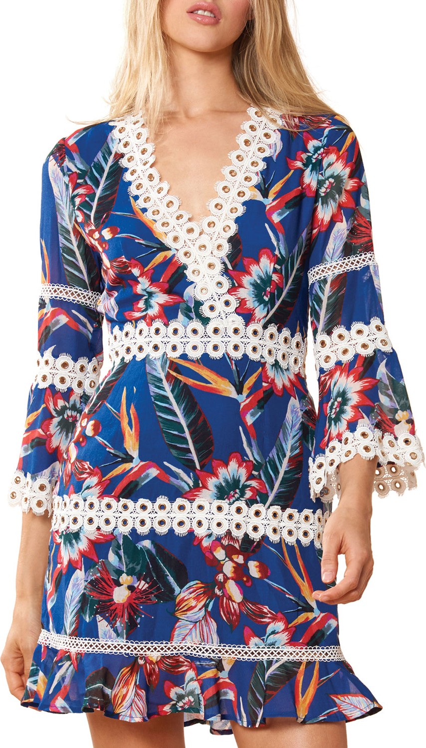 Red Carter Willow Floral-Print Coverup Dress