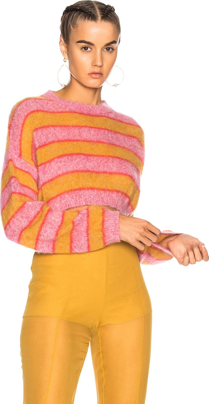 Alberta Ferretti Striped Cropped Crewneck Sweater