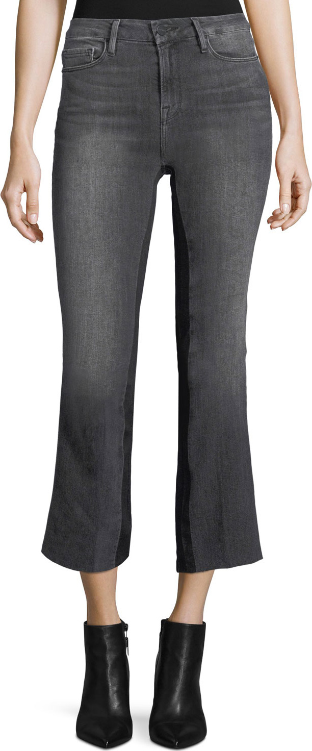 FRAME DENIM Le Crop Mini Boot-Cut Gusset Ankle Jeans w/ Raw-Edge
